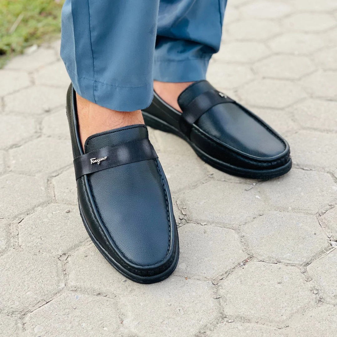 Handmade black loafer MS-0597